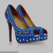 cl embroidery diamond open toe high heel women sandal blut red shoe