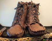 Handmade Leather Moccasin Boots Low Tops - elk skin Buckskin for sale!